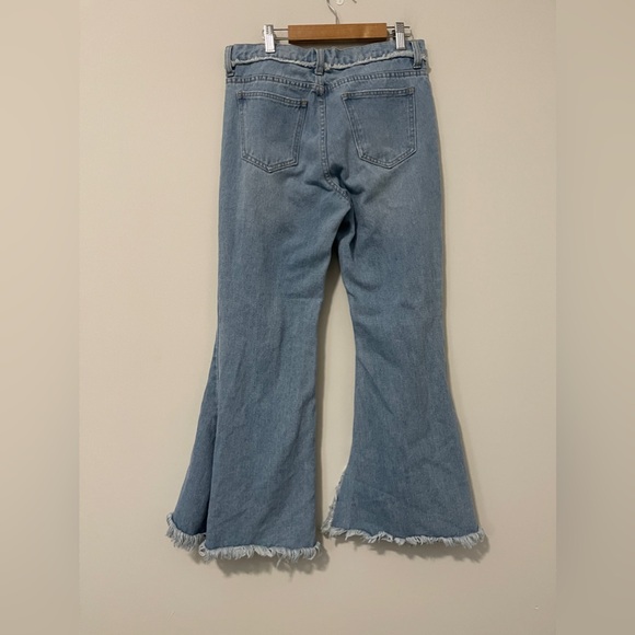 For the Republic Womens Jeans Size 4 Blue Flare Leg Distressed Denim Boho - Picture 6 of 14